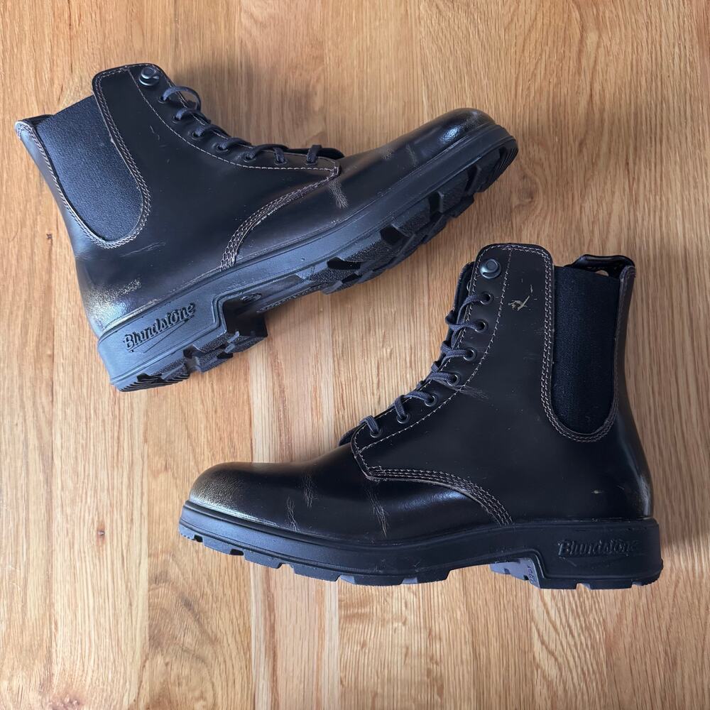 Blundstone Black Leather Lace-Up Ankle Boots - Picture 7 of 12